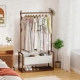 thumbnail image 1 of Perchero de Bambú con Estante, Organizador Independiente Resistente para Ropa, Barra Colgante de Gran Capacidad, Ahorra Espacio, 100 * 30 * 165cm (Marron), 1 of 3