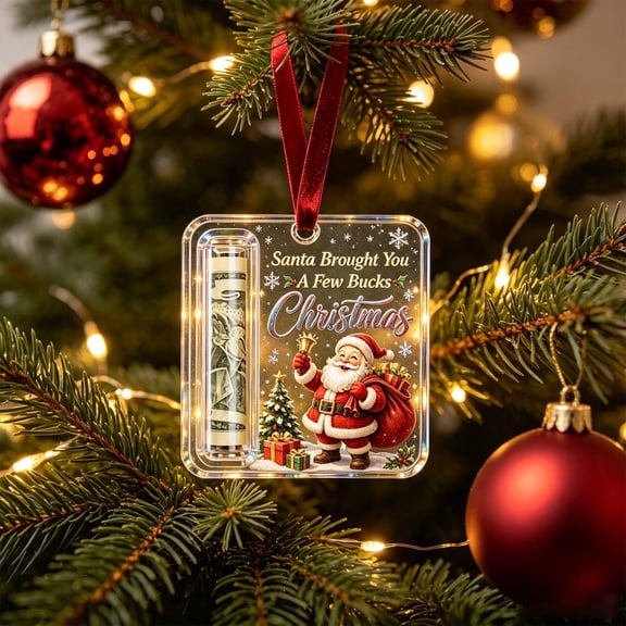 Clearance Under $4 Christmas Acrylic Money Holder Ornament for Tree and Gifts