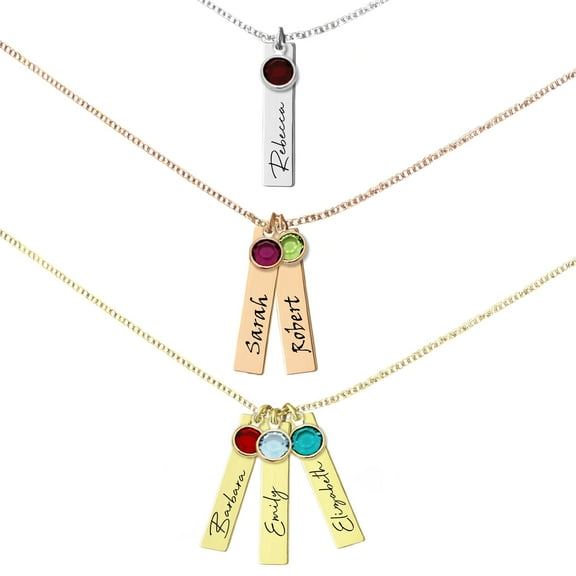 Personalized Birthstone and Name Necklace – Mother’s Day Gift for Mom – Grandma Necklace, Grandkids Name Necklace, Family Necklace – Custom Jewelry Gift for Wife or Grandma - Up to 8 Names