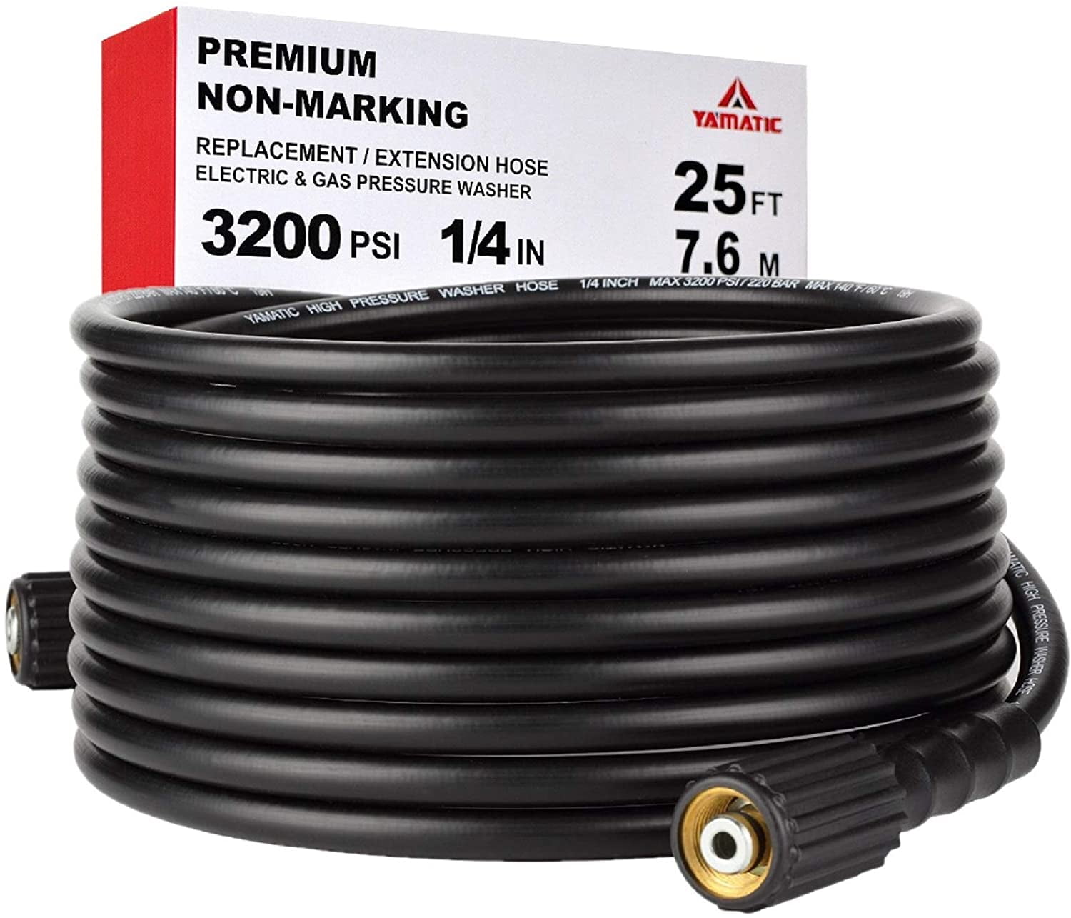 25 FT High Pressure Washer Hose Replacement 3000PSI w/ M22 Threaded Connectors 