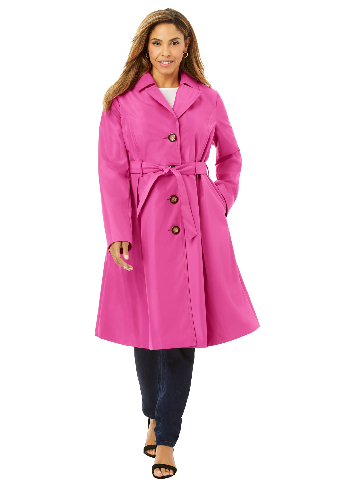 Jessica London Womens Plus Size Pleated Trench Coat 
