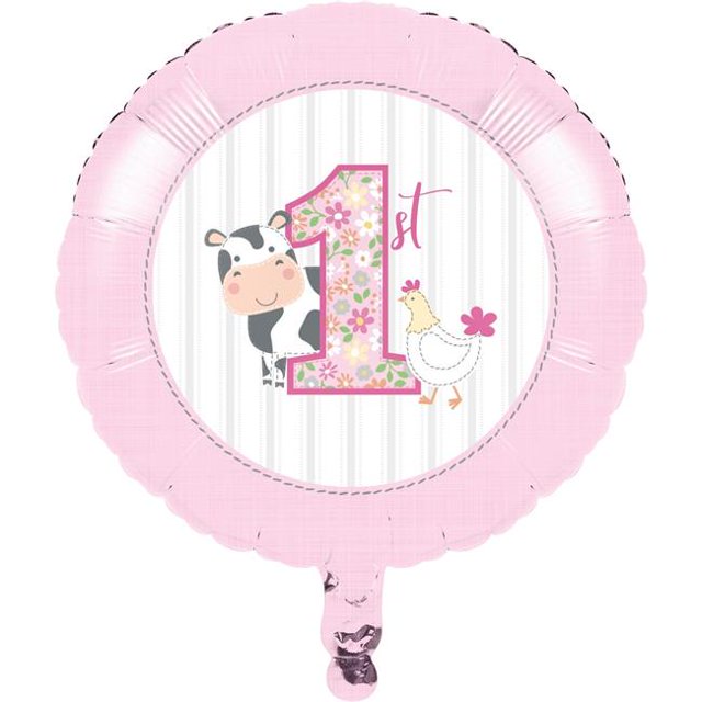 Creative Converting 340178 Ferme 1er Anniversaire Fille Ballon de Mylar