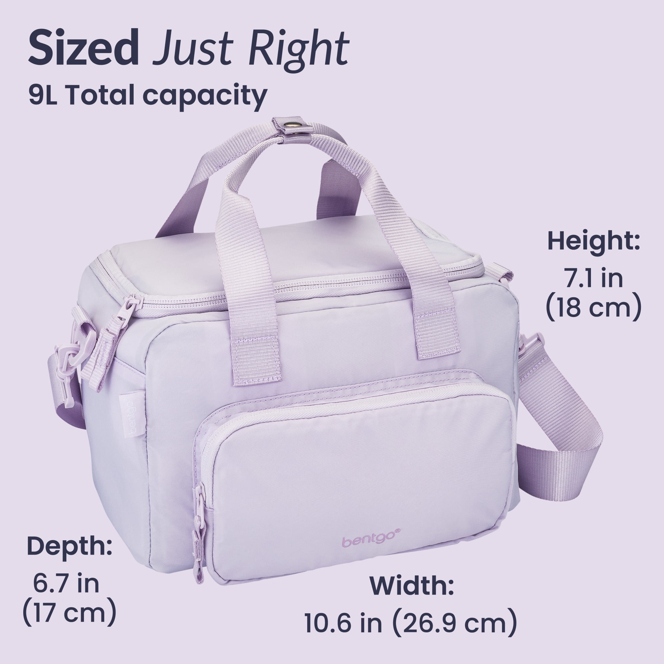 Bentgo Insulated Lunch Bag – Extra-Large Capacity Adult Lunch Bag with Shoulder Strap and External Storage Compartment, Durable, Lightweight, Ideal for Work, School, & Meals On the Go (Lavender)