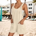 thumbnail image 2 of Gpoecd Combinaisons Courtes d'Été Décontractées et Tendance pour Femmes, Chic, Sans Manches, avec Boutons devant et Shorts, Salopette à Bretelles, Combinaison pour Femmes Beige, TG, 2 of 5
