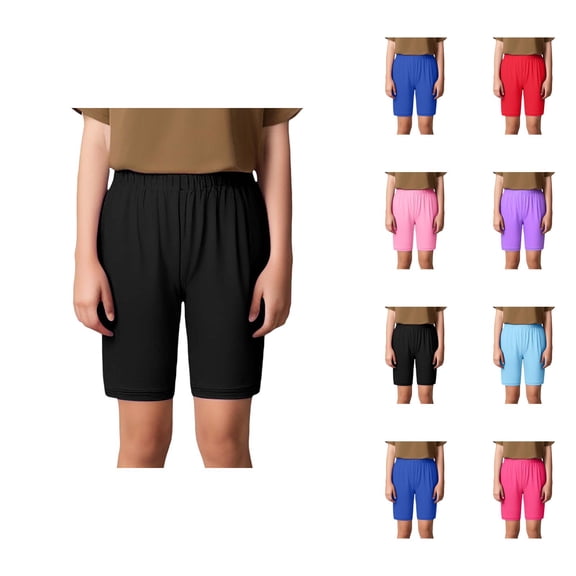 Boys Girls Lounge Shorts Summer Casual Lightweight Elastic Waist Straight Leg Plain Basic Shorts for Kids 2-12 Years