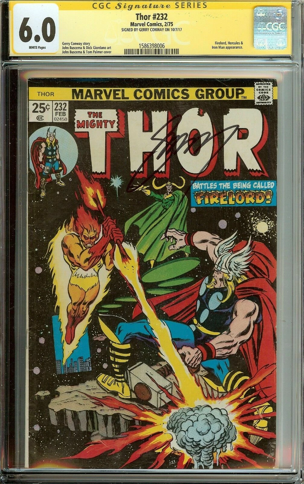 The Mighty Thor #232 Signed by Gerry Conway CGC 6.0