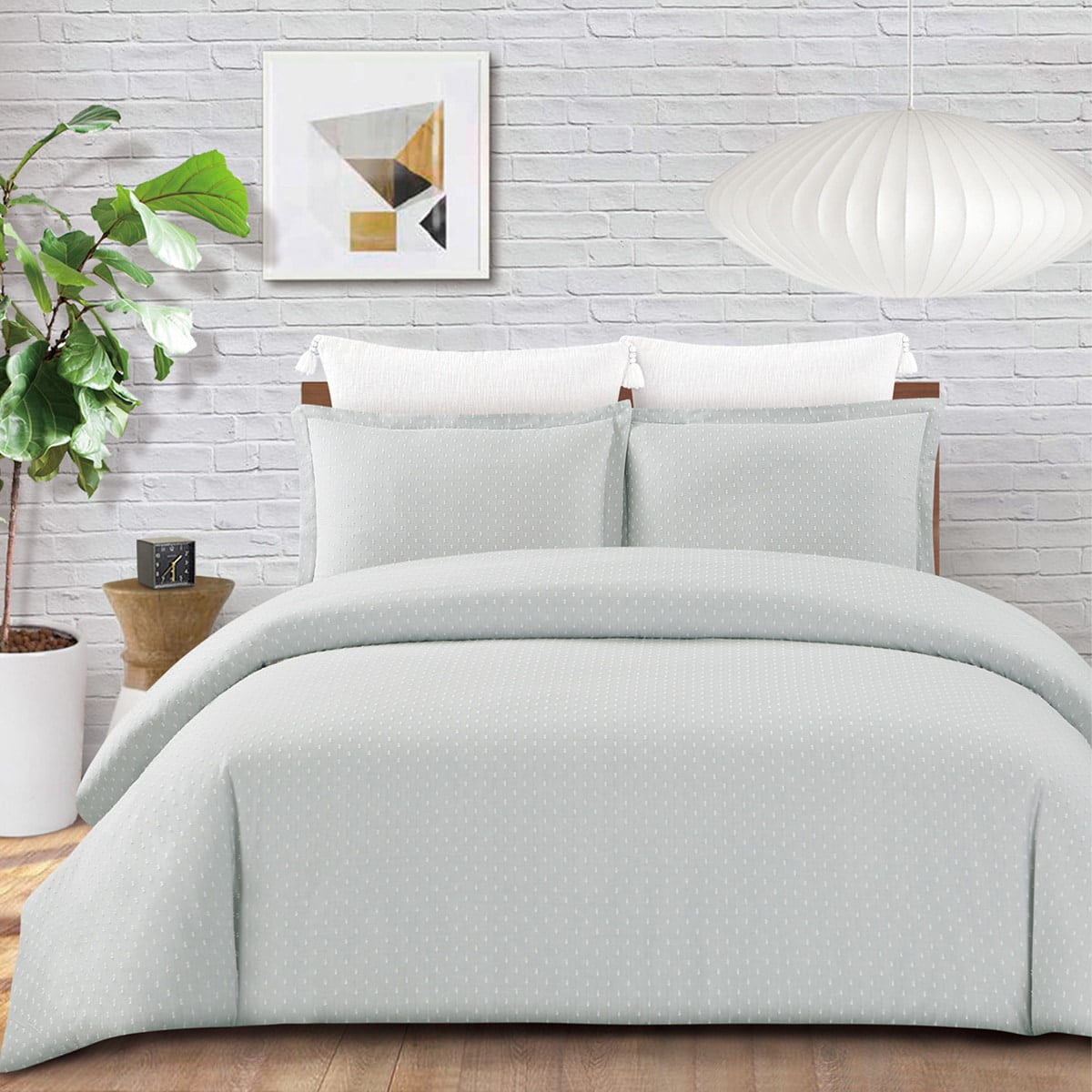 Echelon Home Whitney Clip Yarn Full//Queen Duvet Cover Set Grey