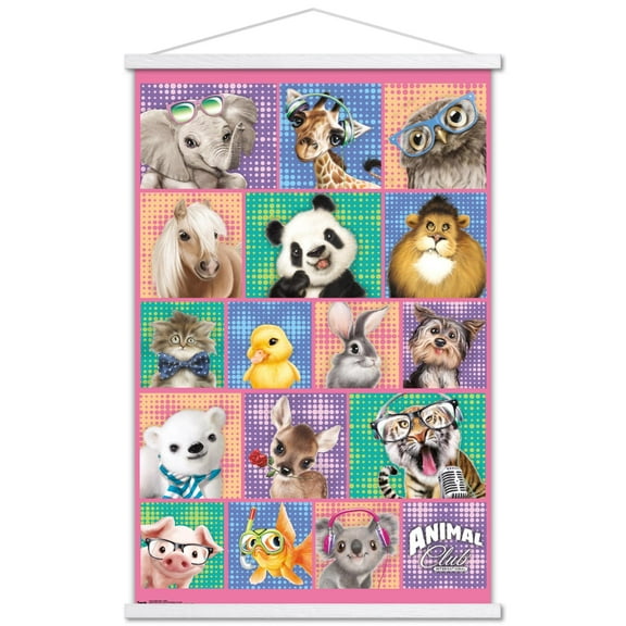 Animal Club - Group Wall Poster with Wooden Magnetic Frame, 22.375" x 34"