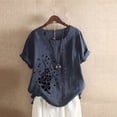 thumbnail image 1 of Fiudx Liquidación de Ahorros de Verano Camiseta de Verano con Cuello Redondo y Manga Corta para Mujer, Informal, con Botones Impresos, 1 of 3