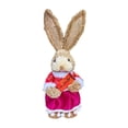 thumbnail image 2 of yuksok Easter Bunny Figurine 13.8Inches Straw Rabbit Statue for Cabinet Table Decor A, 2 of 9