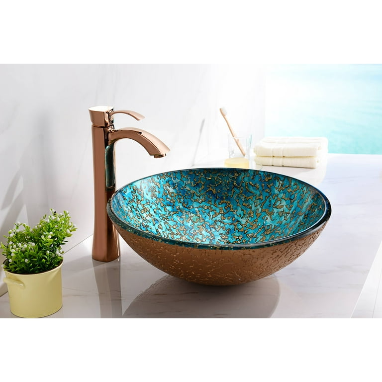 Makata Vessel Sink in Gold/Cyan Mix Makata Vessel Sink in Gold/Cyan Mix