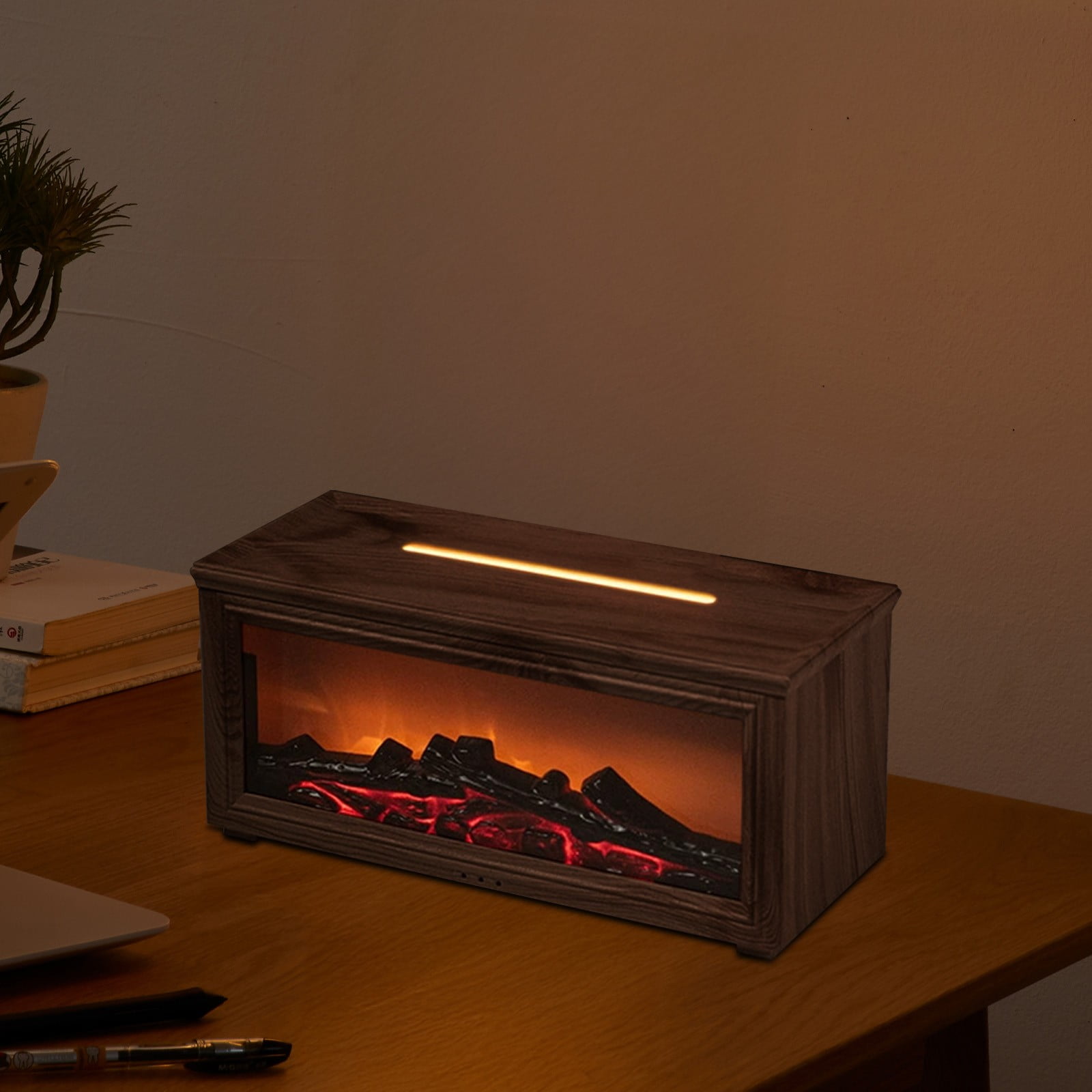 Gnwei 2025 Upgraded 7 Color Flame Fireplace Aroma Essential Oil Diffuser,250ml USB Desktop Noiseless Cool Mist Humidifier with Timer Auto-Off Protection for Home,Office, Gift