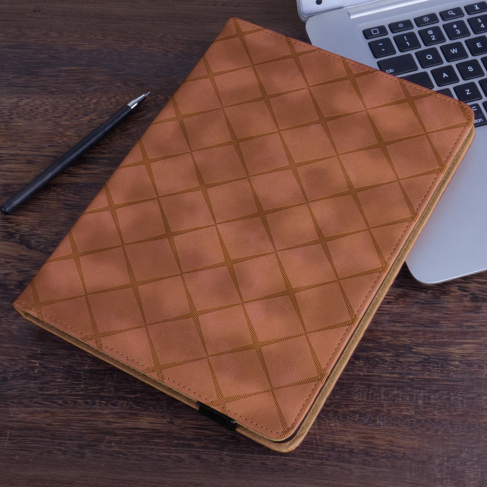 ELEHOLD Case for Apple iPad 11th 10th Gen, PU Leather Case with Pencil Holder,Shockproof Soft TPU Folio Stand Cover,Brown