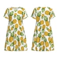 thumbnail image 3 of Bixox Robe d'Été à Manches Courtes pour Femmes Robe Ample Longueur Genou avec Poches-Ananas, 3 of 6
