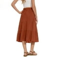 thumbnail image 4 of YABCSAZ Skirts for Women Summer Boho Long Skirts High Waist Flowy Swing Skirts Cotton Linen Skirts Casual Loose Soft Beach Dress trendy A Line Skirts Women's Midi Skirt, 4 of 7