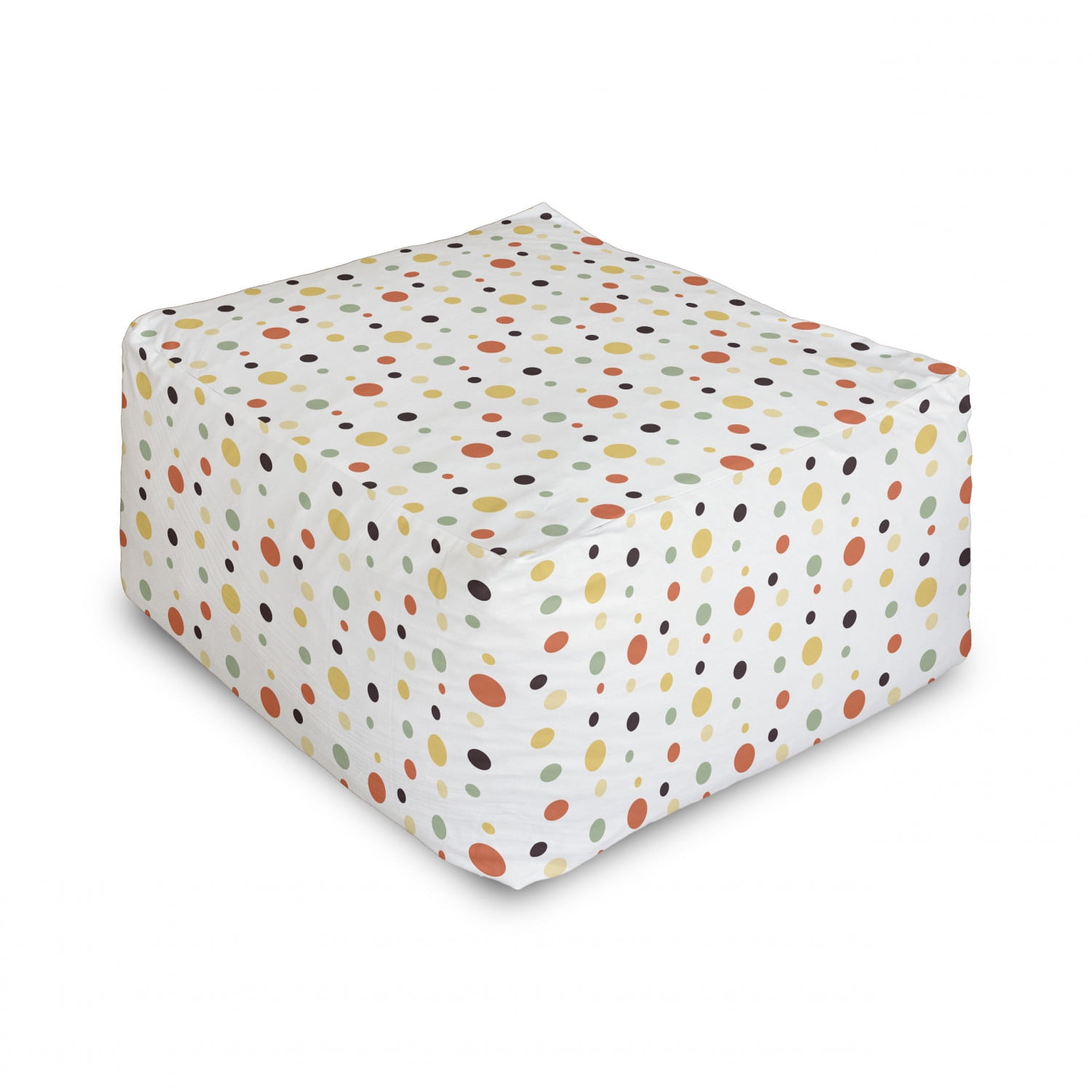 Ambesonne Colorful Rectangle Pouf Under Desk Foot Stool for Living Room Office Ottoman with Cover 25 Multicolor Beetles Inside Square Boxes of Polka Dots Stripes Funky Insects Design Print