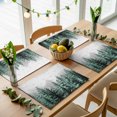 thumbnail image 5 of Green Christmas Tree Placemats Set of 4, Xmas Snowflake Forest Washable Wipeable Table Mats for Dining Tables, Indoor Outdoor Kitchen Place Mats for Holiday Party Table Decor, 5 of 9