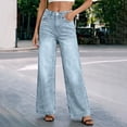 thumbnail image 2 of Womens Baggy Jeans, Audhol Women's Wide Leg Jeans High Waisted Stretchy Denim Pants Loose Fit Boyfriend Denim Pants Womens Jeans Stretchy Light Blue XL, 2 of 4