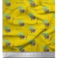 thumbnail image 1 of Soimoi Yellow Poly Georgette Fabric Bear & Text Fabric Prints By Yard 42 Inch Wide, 1 of 3