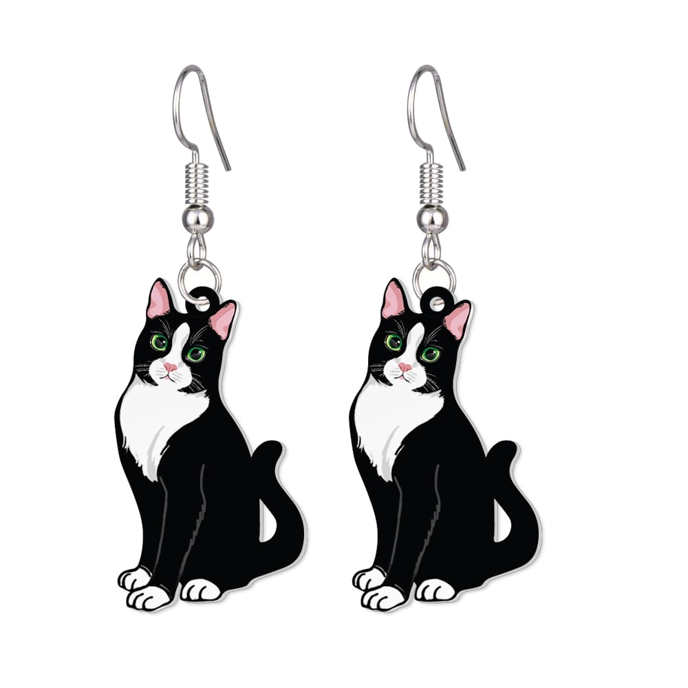 Hesroicy 1 Pair Pendant Earrings Sweet Personality Ear Decoration Funny  Cartoon Cat Girls Hook Earrings Jewelry Accessory 