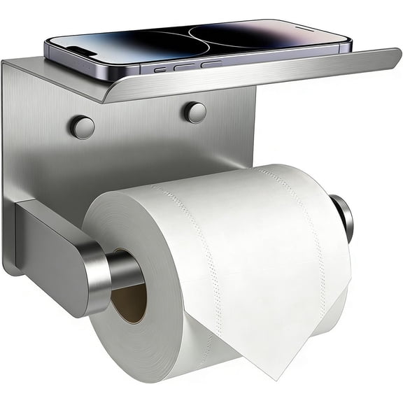 lesen Toilet Paper Holder with Shelf, Brushed Nickel