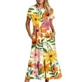 thumbnail image 1 of Fankiway Femmes Col Rond Manches Courtes Mi-Veau Double Poche Imprimé Floral Robe à Manches Courtes Robe à Col Rond Plus des Robes de Taille pour les Femmes Courbes Robes de Printemps pour les Femmes, 1 of 5