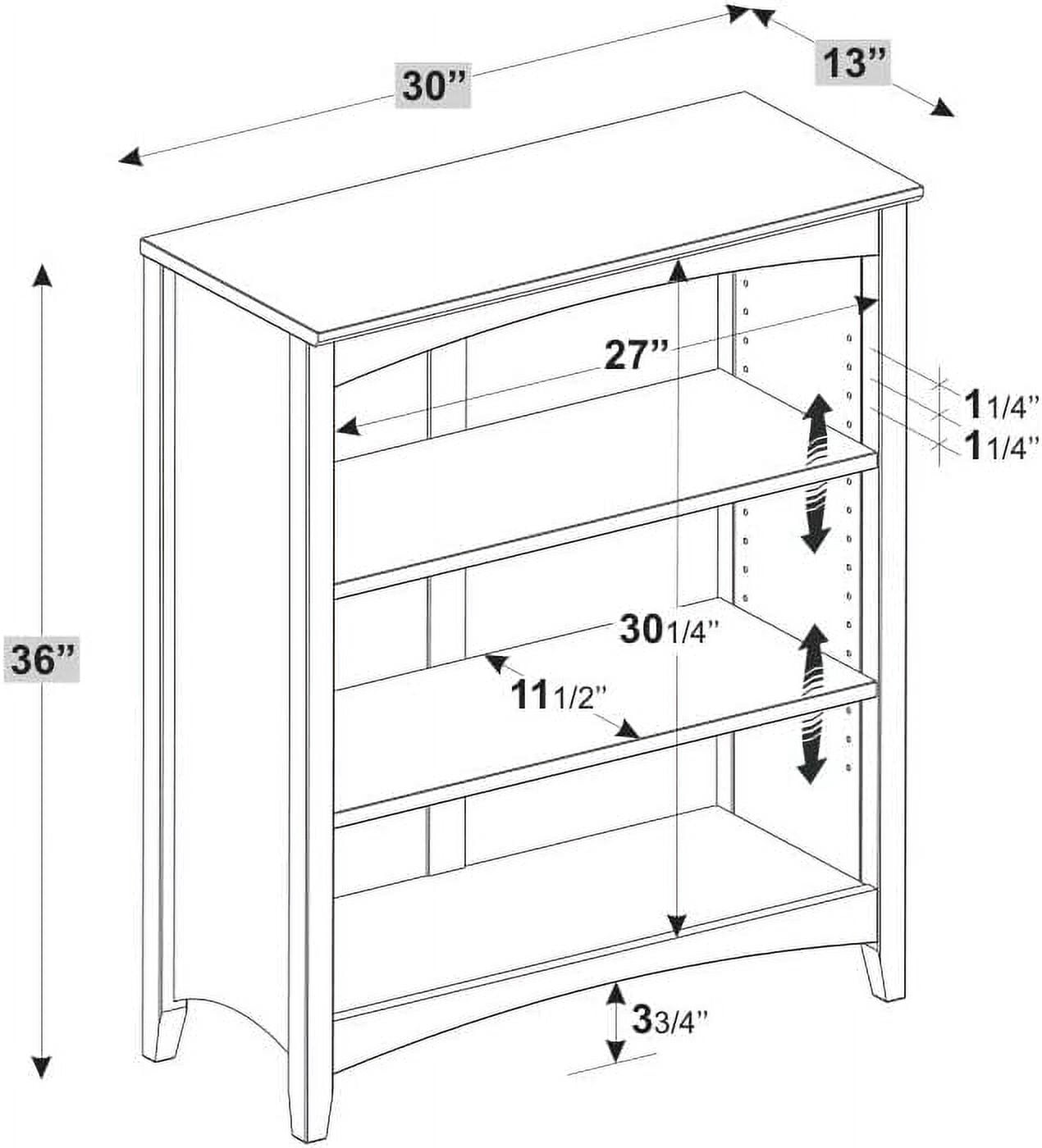 Camaflexi 36” Shaker Style 3-Shelf Wooden Bookcase Closed Back Storage Shelf, White