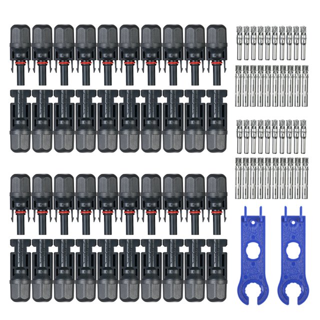 20 Pairs Male/Female Solar Panel Cable Connectors with Spanner Assembly Tool for PV System