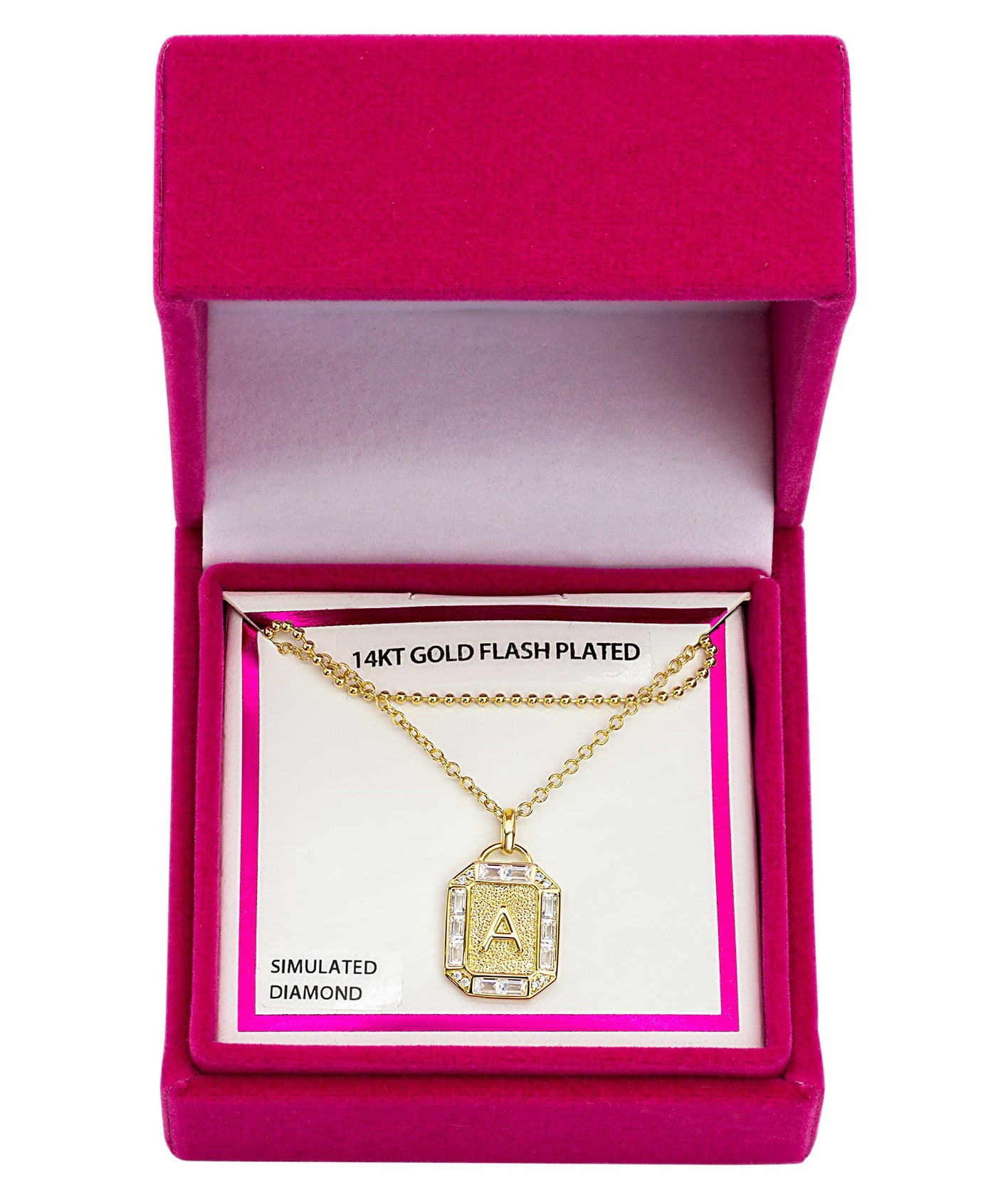 Adult 14KT Gold Flash Plated Initial Double Necklace Set with Simulated Diamonds