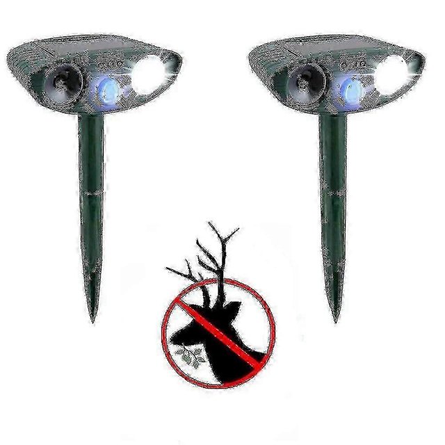 Ultrasonic Deer Repeller - Pack Of 2 - Solar Powered - Get Rid Of Deer In 48 Hours