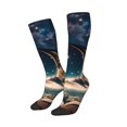 thumbnail image 2 of Fotbe Artistic Starry Sky Moon Book print Women's Men's Novelty Crew Socks Cotton Socks Knee High Socks for Walking,Running,Nurses,Pregnancy, 2 of 8