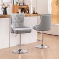 thumbnail image 4 of Pemberly Row 43.7"-51.6" Adjustable Swivel Velvet Bar Stools in Ash (Set of 2), 4 of 7