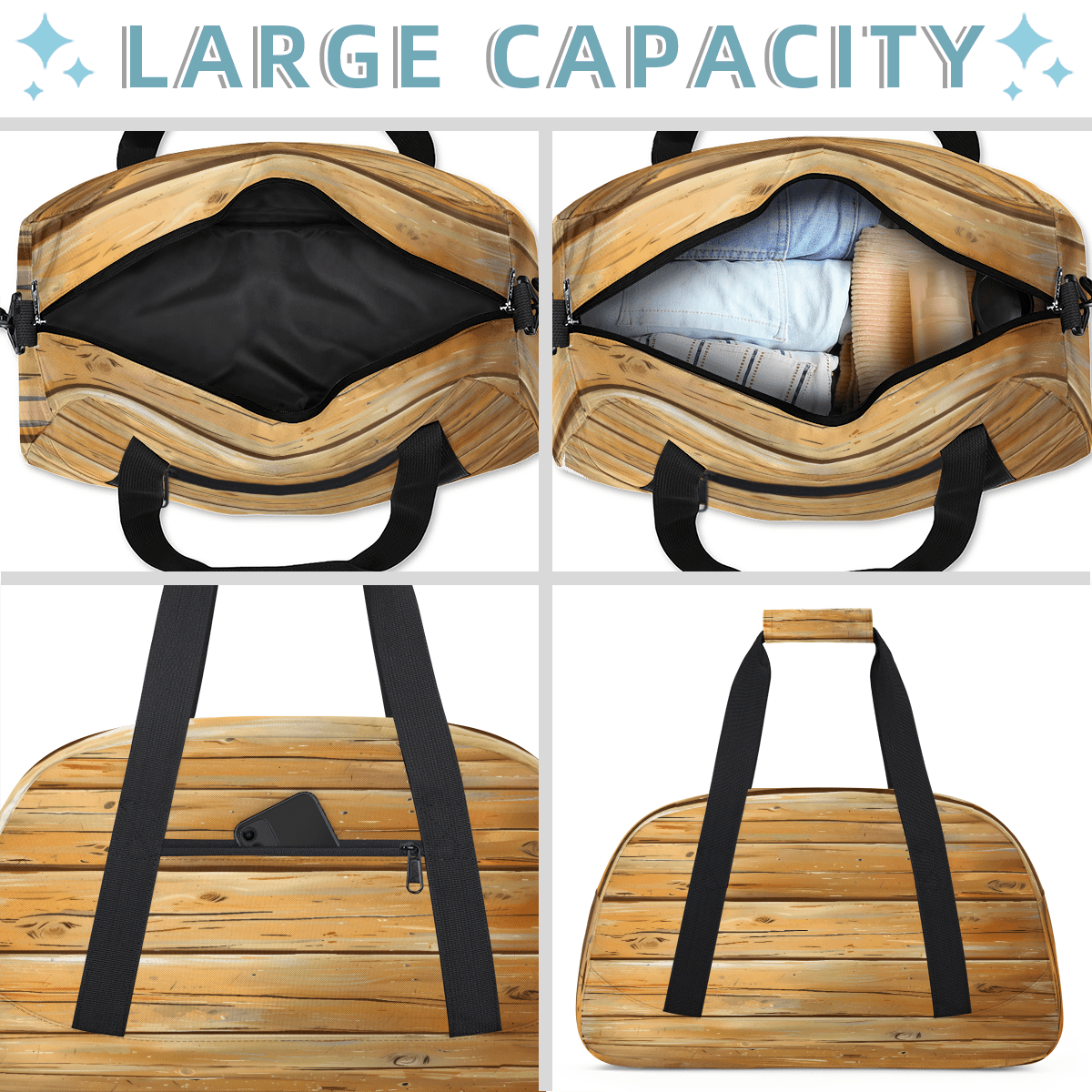 Herdesigns Sports Duffle Bags Travel Duffle Bag Gym Bag Farmhouse Country Wood Weekender Travel Bag Waterproof Overnight Bag Carry On Travel Tote Bag Dance Bags