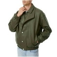 thumbnail image 2 of Donemore Men's Windproof & Warm PU Leather Jacket Solid Color Stand Collar Zipper & Button Closure Multi-Pockets Classic Casual Bomber Coat, 2 of 7