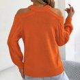 thumbnail image 5 of Women's Off-The-Shoulder Sweater Textured Hollow Knit Sweaters Loose Long Sleeve Pullover Casual Tops, 5 of 8