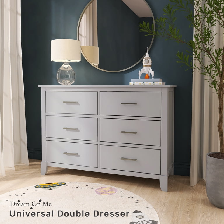 pebble grey dresser Storkcraft Crescent 6-Drawer Dresser, Gray installed drawer tracks Brookside 6 Drawer Dresser
