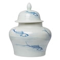 thumbnail image 1 of Jarra Benzara de porcelana con diseño de pez azul, 46 cm, diseño de jengibre, 1 of 6