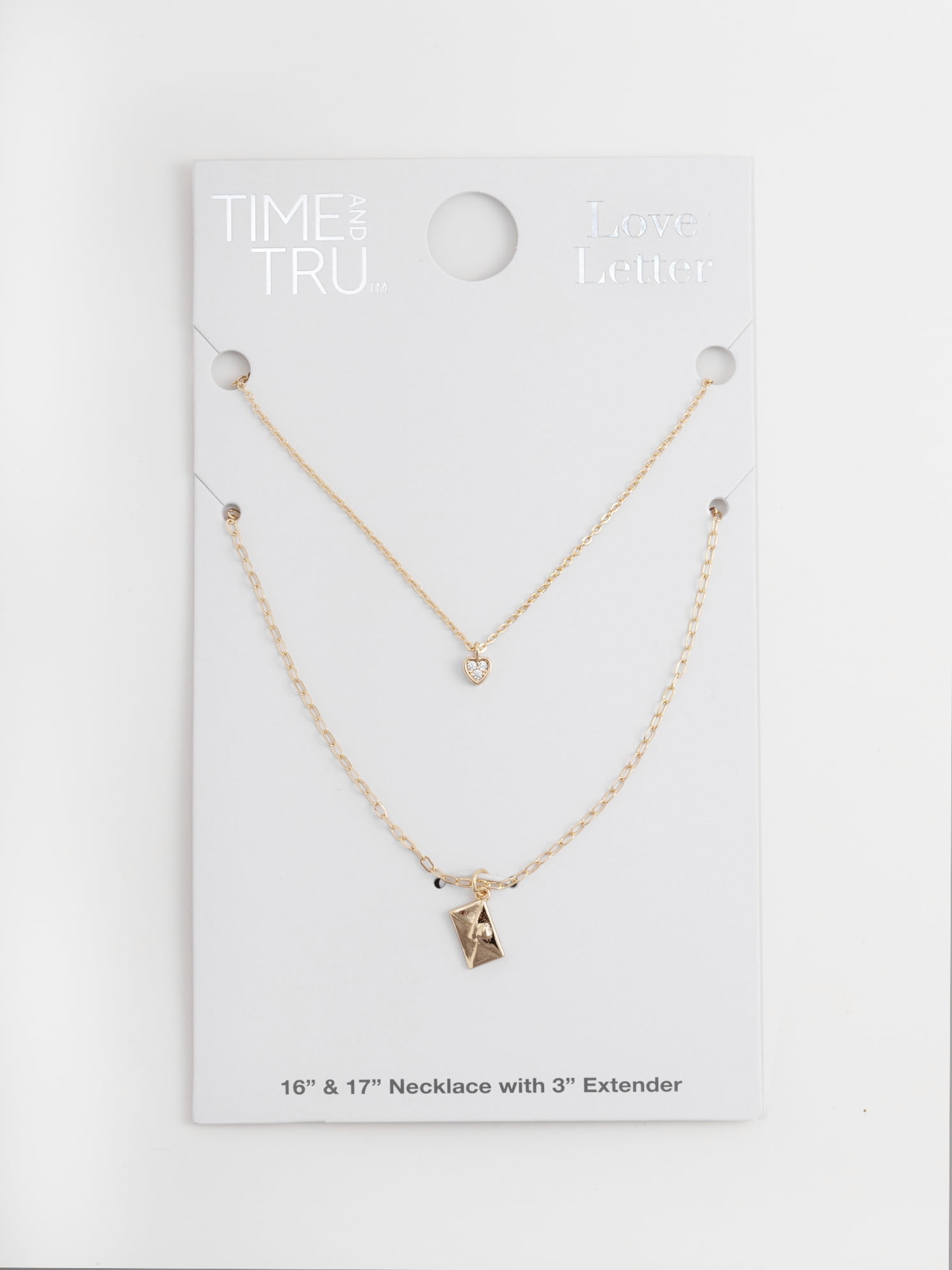 Time and Tru Women's Goldtone Heart and Envelope Layered Necklace