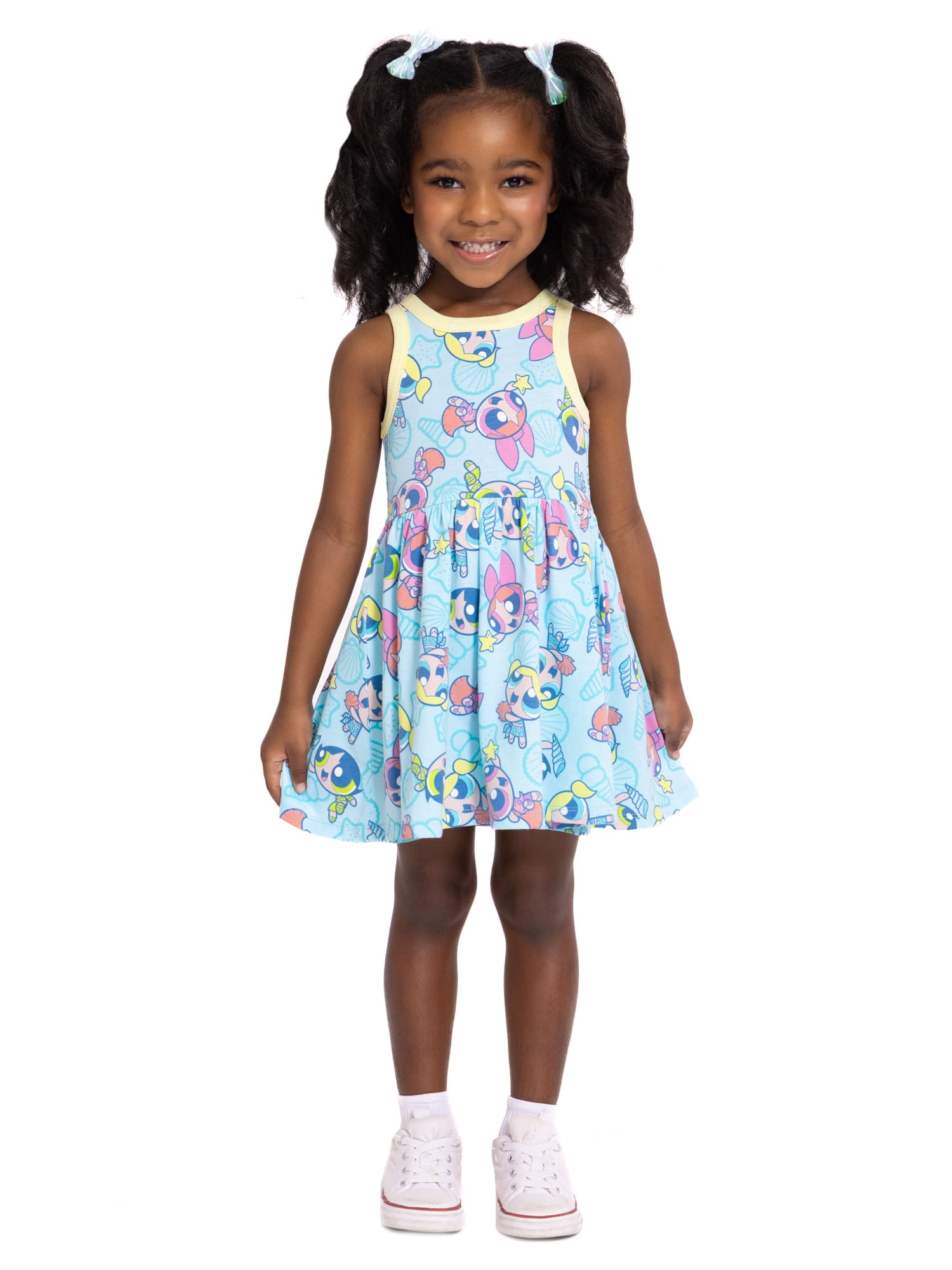 The Powerpuff Girls Toddler Girls Allover Print Graphic Tank Dress, Sizes 12M-5T
