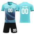 thumbnail image 1 of Custom Football Kit Set for Adult and Child, Name Number Team Logo DIY Family Match Personalized Jersey Shirt Shorts Set, Dad and Son Matching Outfits Light Blue XXXXXL, 1 of 6