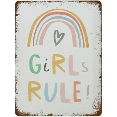 Sdmnsg-T Girls Rule Bedroom Metal Tin Sign Sisters Bedroom Print Twin Bedroom Wall Art Room Rainbow Print Rainbow Wall Art Pastel Postertin Sign 12*8 inch