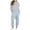 Light Blue, variant on Busydd Jumpsuits for Women Short Sleeve Solid Color Casual Jumpsuit Comfy V Neck One Piece Jumpsuits with Pockets
