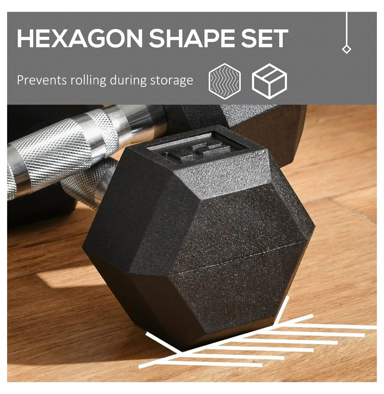 Hex Dumbbell Set of 2, Rubber Weights Exercise Fitness Dumbbell with Non-Slip Handles, Anti-roll, for Women or Men Home Gym Workout