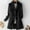 *Black, variant on Women's Single Breasted Mid Length Trench Coat,Lapel Puff Sleeve Overcoat Wind proof Classic Outerwear Beige,Womens Plus M