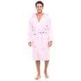 thumbnail image 1 of Men's Waffle Wave Hooded Robe Spa Robes 100% Terry Cotton Bathrobes Calf Length Pink XL, 1 of 8