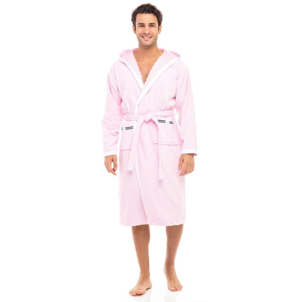 Skylinewears Men’s Terry Hooded Robe Spa Waffle Weave Bathrobe for