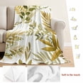 thumbnail image 5 of Brown Green Leaves Blanket Soft Cozy Warm Twin Blanket for Bed, Plush Fuzzy Flannel Fleece Blankets for Sofa, Summer Botanical Farmhouse Watercolor Leaf Throw Blankets for Couch Gifts, 60"x80", 5 of 9