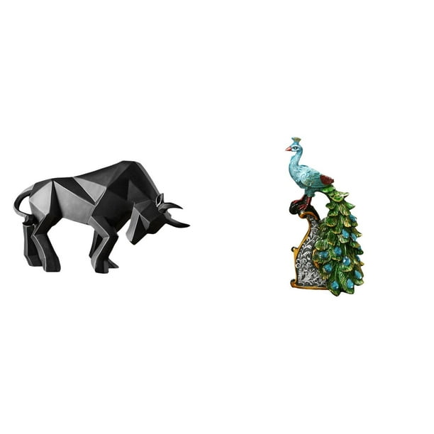Estatua de toro,Estatua de toro,figura decorativa para escritorio,Figura de escritorio,Estatua de pavo real en estante,escritorio,decoración del hogar,Figuras decorativas creativas para la