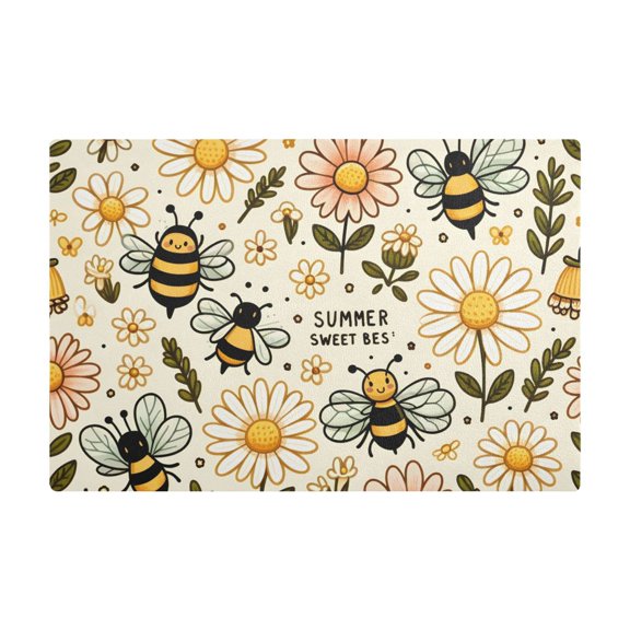 Dish Drying Mat Microfiber Kitchen Dish Pad Counter Absorbent Drainer Rack 12"x18" Bee Honey and Daisy