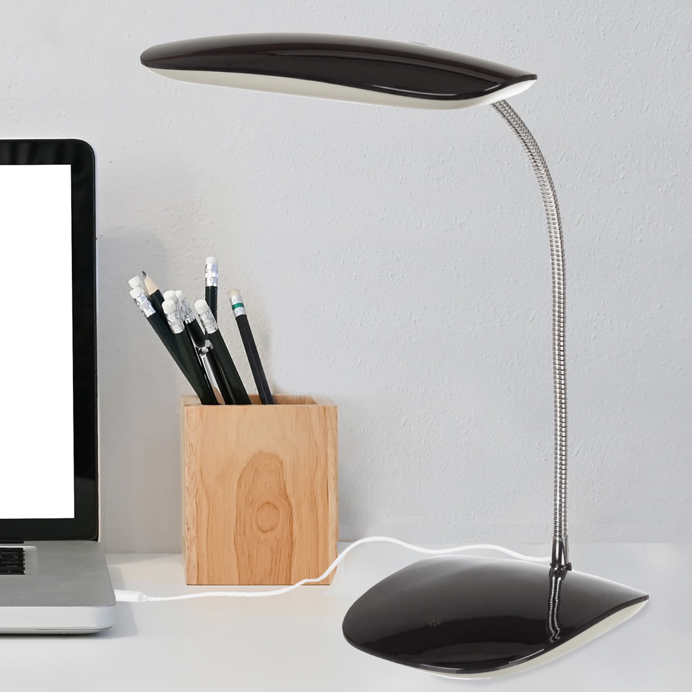 Lavish Home 18-inch Modern Touch-Activated LED Desk Lamp with USB Power Cord (Black)
